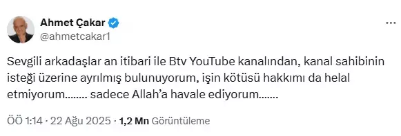 Ahmet Çakar yıllardır görev yaptığı kanaldan kovuldu