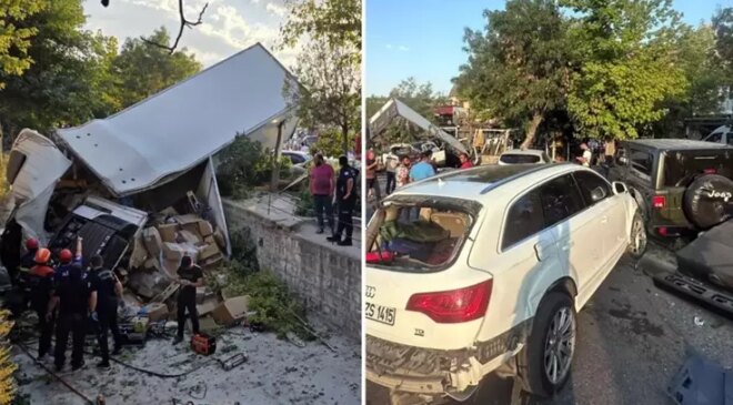 Nevşehir’de freni patlayan kamyon 10 araca çarptı: 6 yaralı