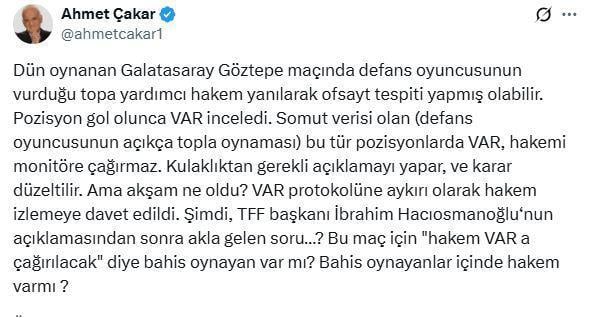 Bahis skandalı sonrası Ahmet Çakar'dan Galatasaray maçı için bomba yorum