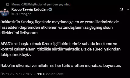 Balıkesir'deki 6.1'lik depremin ardından peş peşe açıklamalar