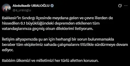 Balıkesir'deki 6.1'lik depremin ardından peş peşe açıklamalar