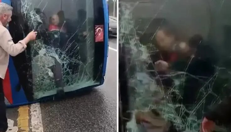 Kağıthane’de devrilen cezaevi nakil aracından yaralıların kurtarılma anları görüntülendi